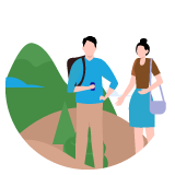 Couples and solo trekkers enjoying nature