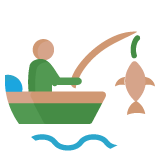 Raft fishing experience on river